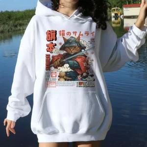 Cat Samurai Art Animal Weird Cute Neko T-shirt