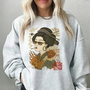 Geisha Oni Mask Ukiyo-e Japanese Sweatshirt