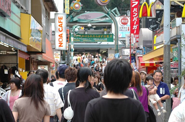 Crowded Takeshita Street in Harajuku, Tokyo, photographed in September 2004