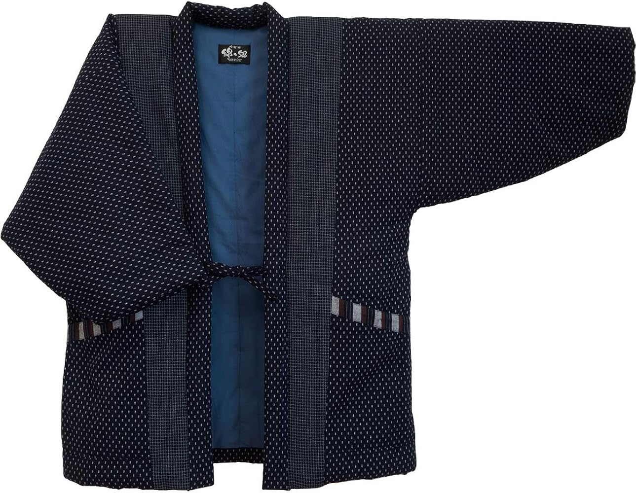 Reversible hanten jacket with a bold print folded flat