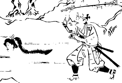 Edo-period woodblock print of a woman's wandering soul rising from her sleeping body, from the Sorori Monogatari